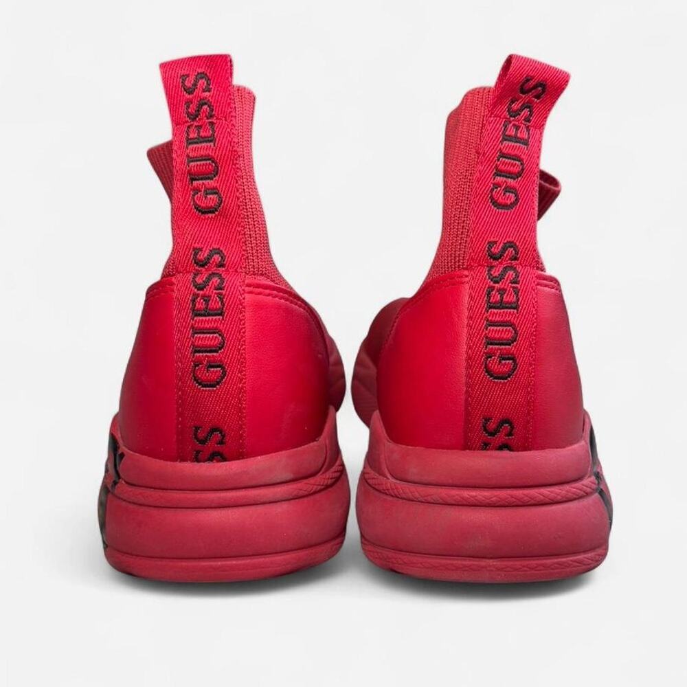 Guess Women Sock Sneakers Size 7.5 Red Black Knit Slip-On Athletic Stylish - Picture 4 of 8